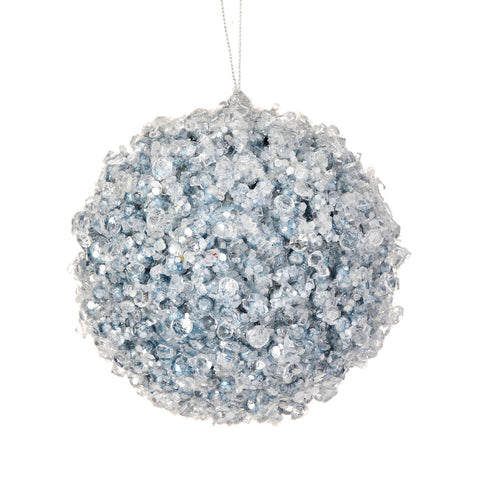 5" Iced w/Crystal Encrusted Ball Ornament (Light Blue)