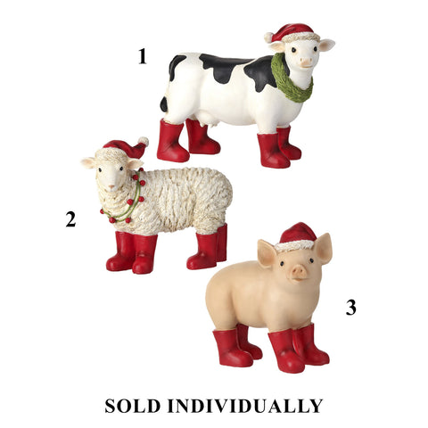 Resin Xmas Barnyard Animal, 6-7" (3 styles - sold individually)