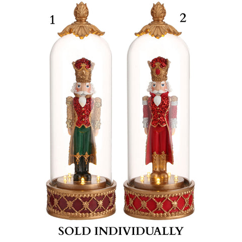 13.5" Resin LED Nutcracker Cloche (2 styles - sold individually)