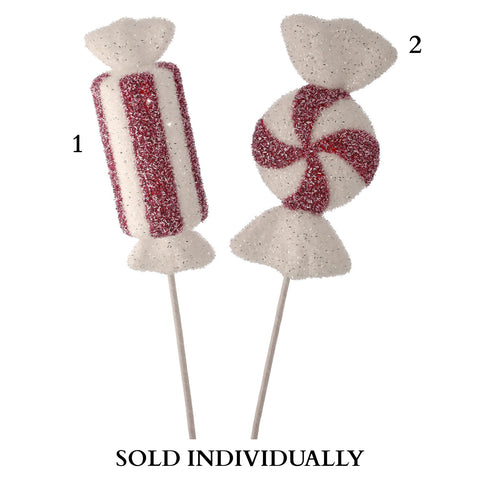 26" Glitter Sweets Candy Stems (Pink/White) (2 Styles - Sold Individually)