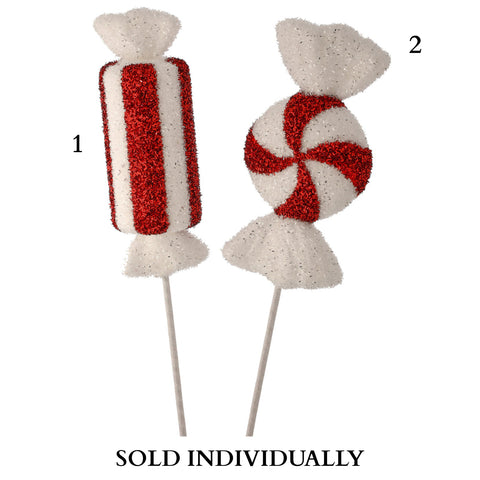 26" Glitter Sweets Candy Stems (Red/White) (2 Styles - Sold Individually)