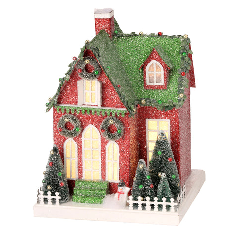 10.5" LED Cardboard Village House