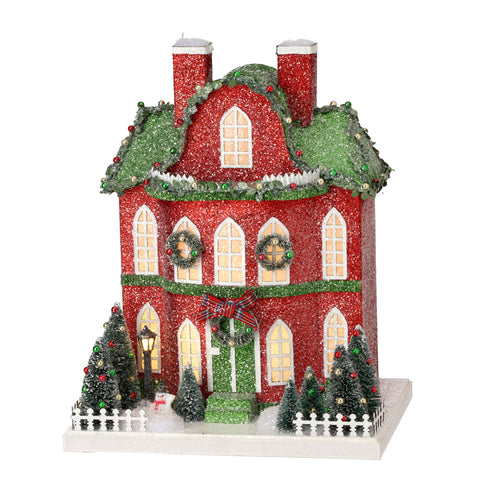 13" LED Cardboard Village Manor