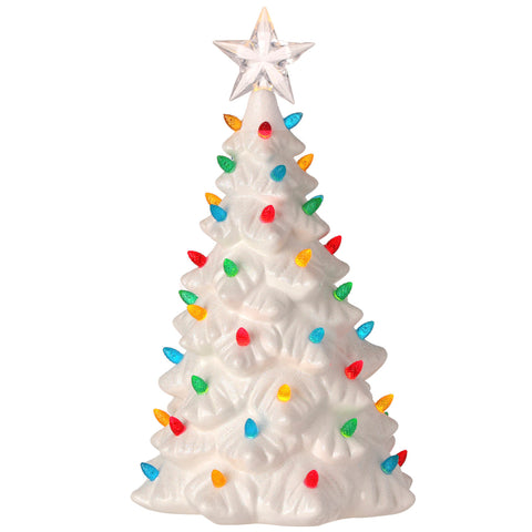 12" LED Porcelain Glittered Lighted Tree