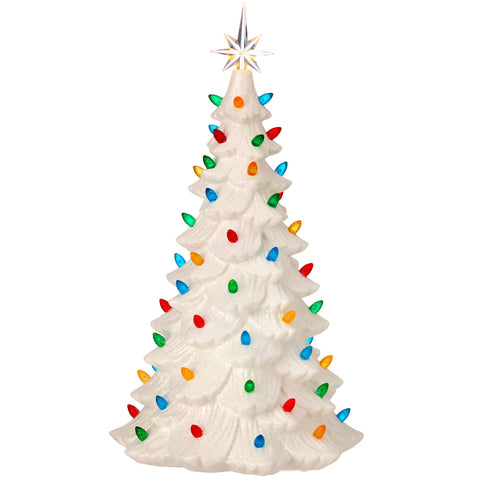 17" LED Porcelain Glittered Lighted Tree