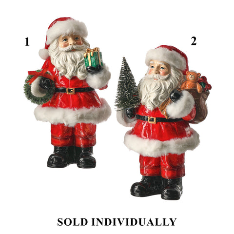 Resin Santa w/Tree or Wreath, 10" (2 styles - sold individually)
