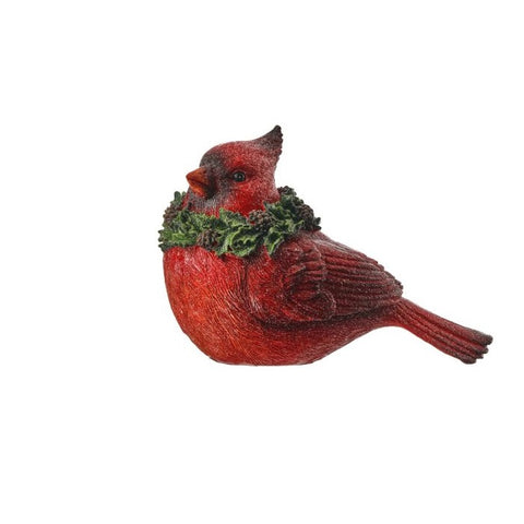 Resin Glitter Cardinal w/Holly, 6.5" (2 styles - sold individually)