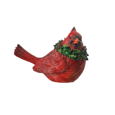 Resin Glitter Cardinal w/Holly, 6.5" (2 styles - sold individually)