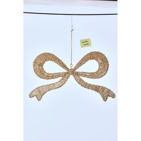 Jewel/Wire Gift Bow Ornament, 16" (Champagne)