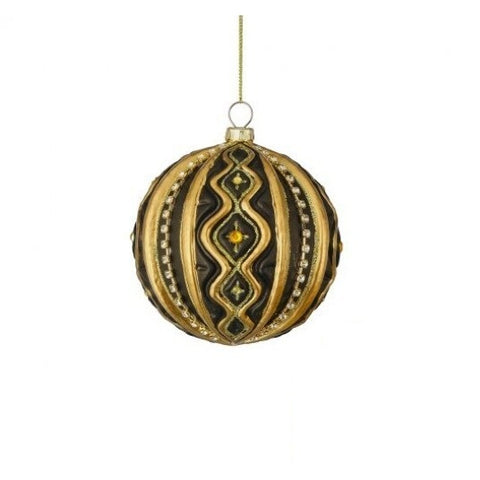 Glass Scroll Ball Ornament, 4" (2 styles - sold individually)