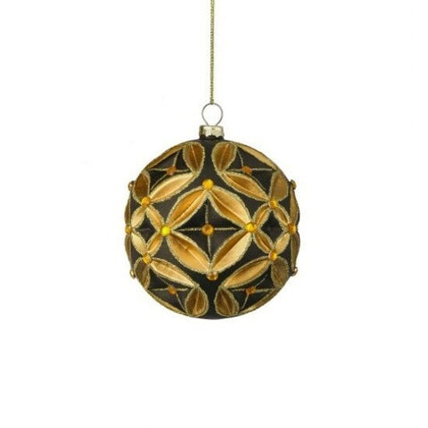 Glass Scroll Ball Ornament, 4" (2 styles - sold individually)