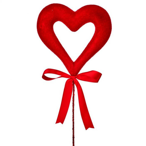 Flocked Open Heart Pick, 18" (Red)