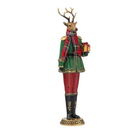 Resin Winter Deer W/Scarf Figurine, 15.5" (2 styles - sold individually)