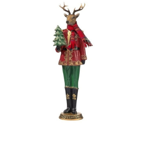Resin Winter Deer W/Scarf Figurine, 15.5" (2 styles - sold individually)