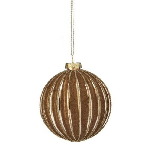 Glass Flocked Pattern Ball Ornament, 4" (2 styles - sold individually)