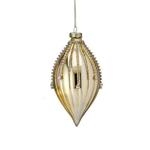 Glass Diamond Onion/Finial Ornament, 5-6" (2 styles - sold individually) (Gold Clearbright)