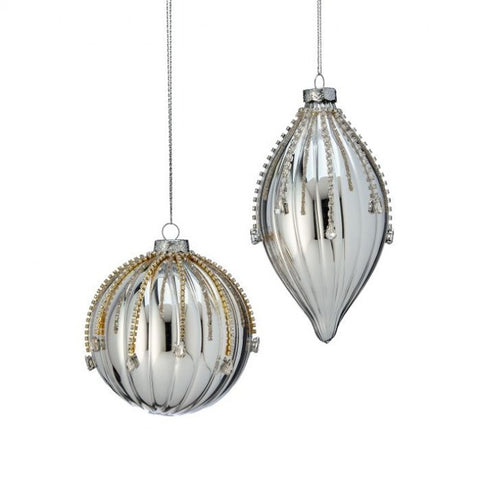 Glass Diamond Onion/Finial Ornament, 5-6" (2 styles - sold individually) (Silver Clearbright)