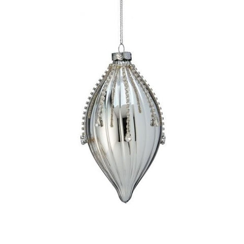 Glass Diamond Onion/Finial Ornament, 5-6" (2 styles - sold individually) (Silver Clearbright)