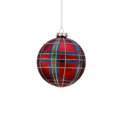 Glass Plaid Glitter Ornament, 4" (2 styles - sold individually)