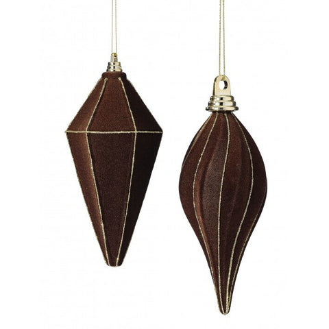 VP Flocked Finial w/Glitter Ornament, 7.5-8" (2 styles - sold individually) (Chocolate)