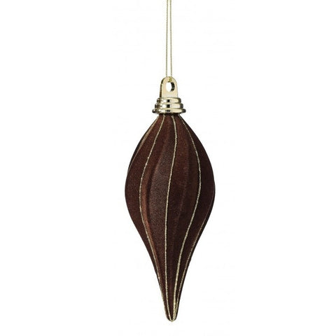 VP Flocked Finial w/Glitter Ornament, 7.5-8" (2 styles - sold individually) (Chocolate)