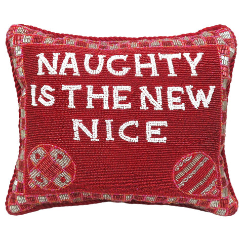 "Naughty is the New Nice" Fully Beaded Pillow, 9x11