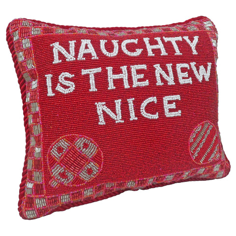 "Naughty is the New Nice" Fully Beaded Pillow, 9x11