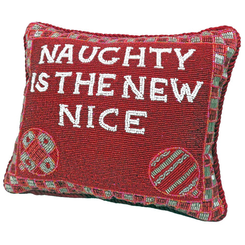 "Naughty is the New Nice" Fully Beaded Pillow, 9x11