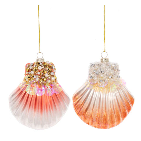 Glass Sea Shell Ornaments (2 styles - sold Individually)