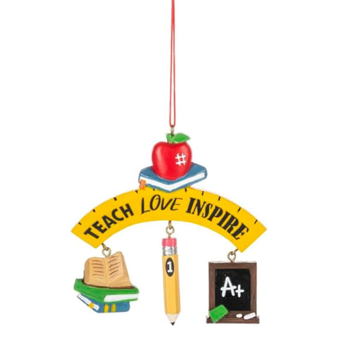 Teacher Ornament - Teach, Love, Inspire (resin)