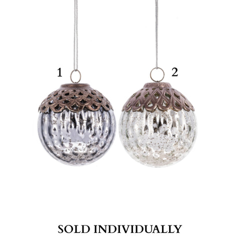 Faceted Glass Ball Ornament, 4"D (2 styles - sold individually)