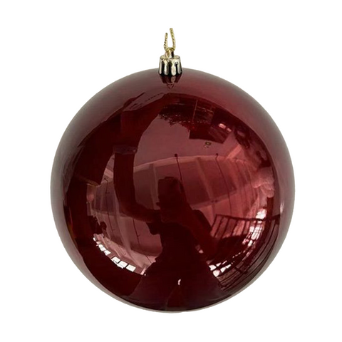 Shatterproof Shiny Burgundy Ball Ornament w/Wire, 4"(100M)