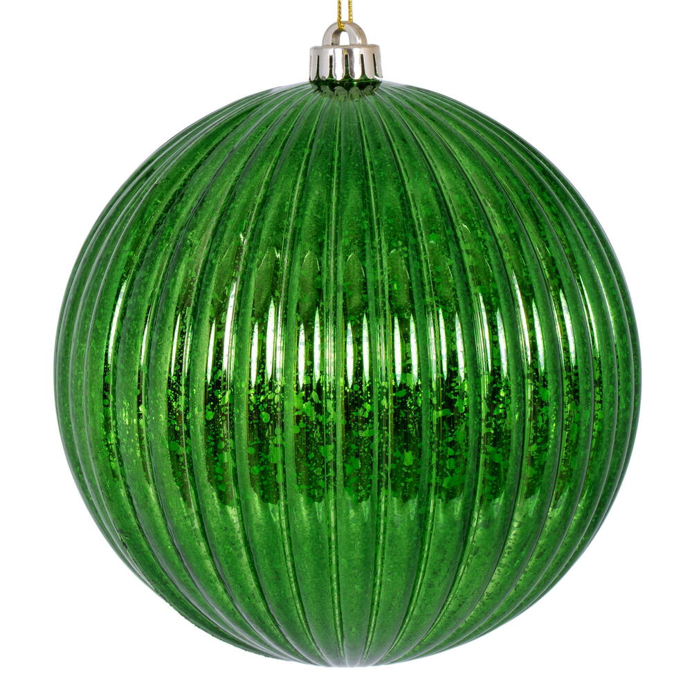 4" Emerald Shiny Lined Mercury Ball Ornament