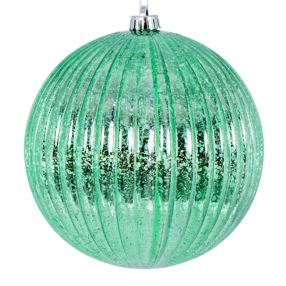 4" Seafoam Shiny Lined Mercury Ball Ornament