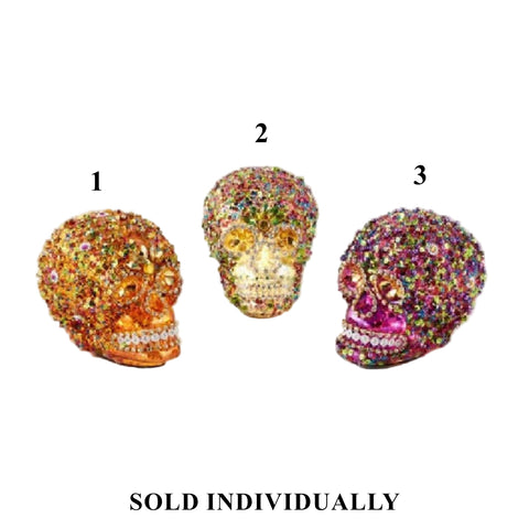 Glass Jeweled Skull, 7" (3 styles - sold individually)