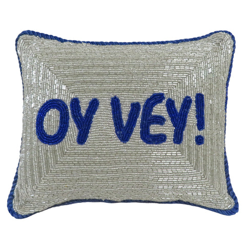 Hanukkah "Oy Vey" Beaded Pillow, 8x10"