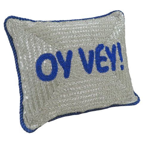 Hanukkah "Oy Vey" Beaded Pillow, 8x10"