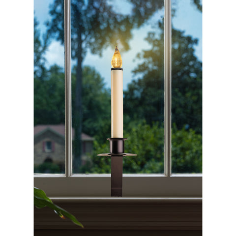 Cambridge Slant Bracket Antique Bronze LED Bulb Candle W/ Sensor, 12" (Set of 3)