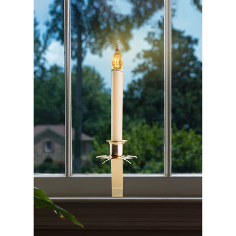 Cambridge Slant Bracket Brass LED Bulb Candle W/ Sensor, 12" (Set of 3)