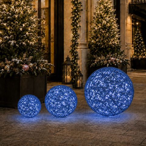 Organic 3D Lit Blue Ball, 31" (Cold White LED)