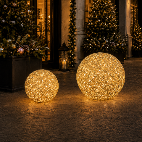 Organic 3D Lit Brilliant Gold Ball, 24" (Warm White LED)