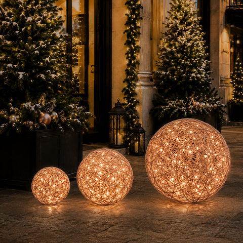 Organic 3D Lit Brown Ball, 24" (Warm White LED)