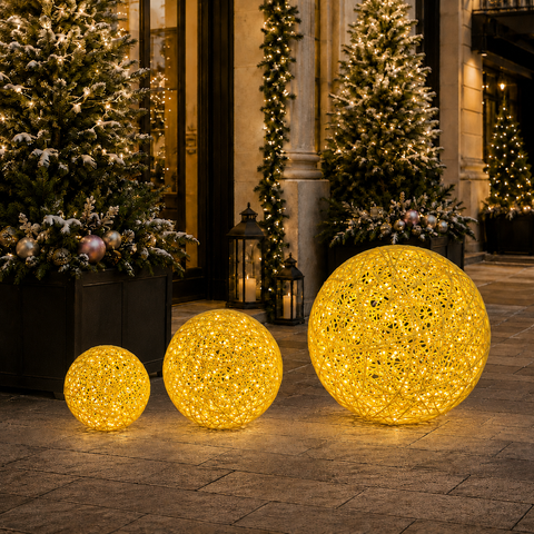 Organic 3D Lit Pastel Yellow Ball, 24" (Warm White LED)