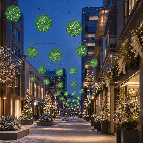 Organic 3D Lit Pine Green Ball, 31"