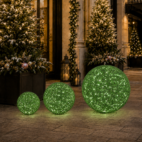 Organic 3D Lit Pine Green Ball, 31"