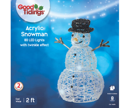 19" Acrylic Snowman 120 LED Twinkle Effect Outdoor