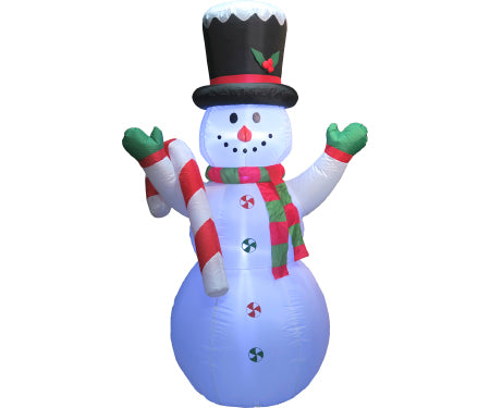 6' Holiday Inflatable Snowman with Candycane