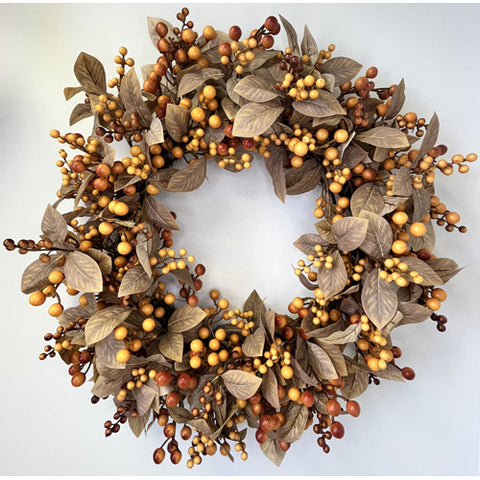 Berry Leaf Wreath, 28"