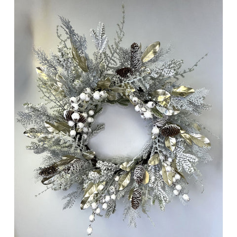 Gold Pine Wreath, 28"