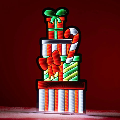 Package Stack and Candy Cane Infinity Light, Acrylic w/UL Plug, 47"